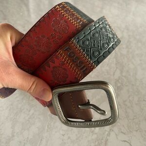 Fossil Embossed Leather Belt